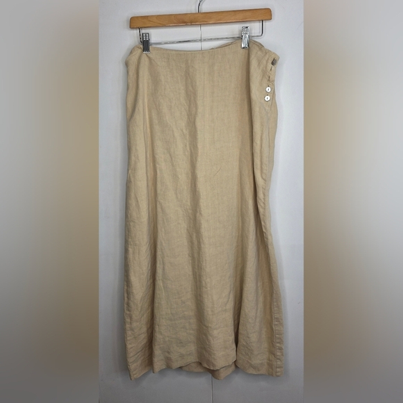 Agolde Wheat Coloured Long Linen Skirt. Summer Weight. Lg. - Picture 1 of 14